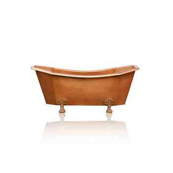 Large 70" Double Slipper Antique Inspired Freestanding Natural Copper Clawfoot Bathtub