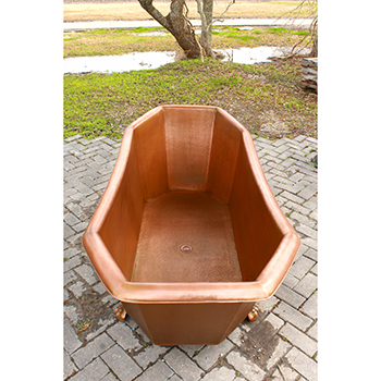Large 70" Double Slipper Antique Inspired Freestanding Natural Copper Clawfoot Bathtub