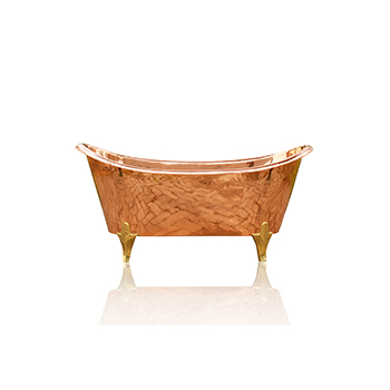 Large 67" Double Slipper Antique Inspired Freestanding Natural Copper Clawfoot Bathtub