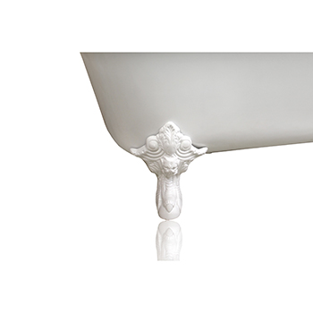 WaterMark Fixtures 67" Squared Double Cast Iron Porcelain Clawfoot Bathtub Package, Edwardian Style, White Flat Rimmed Original Finish