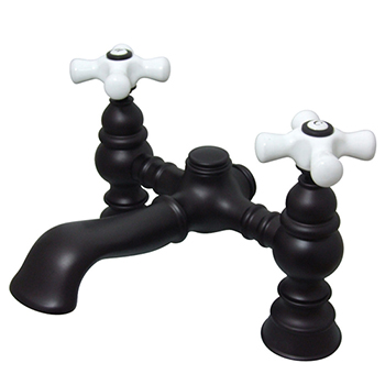 WaterMark Fixtures Oil Rubbed Bronze English Heritage Faucet with Cross Handles on White Tub