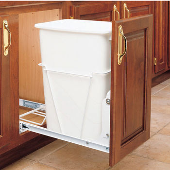 RV9PBS Load Rating Max 100 lb Total Capacity 30 qt Single Bottom-Mounted Pull-Out Wastebin Height 19 1/4 in Width 9 1/2 in Depth 22 in