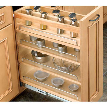 Rev-a-shelf 432-bf-3c Narrow Vertical Wooden Pull Out Sliding Kitchen  Cabinet Pantry Spice Rack Organizer With 4 Slide Out Space Saving Shelves :  Target