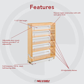 Cabinet-Organizers - Adjustable Wood Pull-Out Organizers for