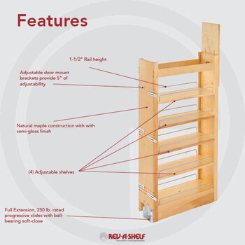 6-Shelf Chrome Maple Tall Pantry Pull-Out 9 Width