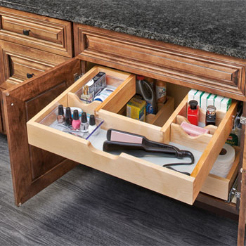 For Bathroom Vanity U Shape Under Sink Pullout Organizer With