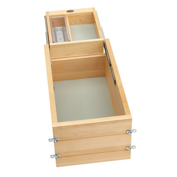 Rev-A-Shelf Half Tiered Double Vanity Drawer for 12" Frameless Cabinet, with BLUMOTION Soft-Close Slides, 10-1/2"W x 18-11/16"D x 8"H