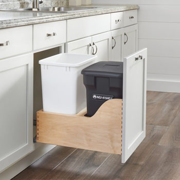 Pull Out Waste Container Trash Garbage Can Kitchen Cabinet Organizer Double 35QT 