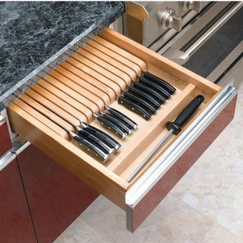 Rev-A-Shelf - 4WTCD-15SC-1 - Small Double Tiered Cutlery Drawer with  Soft-Close Slides,Natural