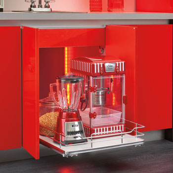 Rev-A-Shelf "Premiere" Base Cabinet Pullout Shelf/ Basket with Gray Solid Bottom, with Blum Full-Extension Soft-Close Slides