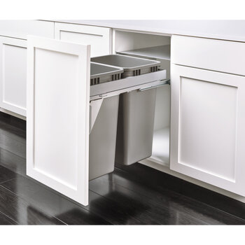 Rev-A-Shelf Pull Out Trash Can 35 Qt for Kitchen Cabinets, White