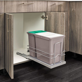 Bottom Mount Under Sink Double Trash Bin Pull-Out, with 15 Liter