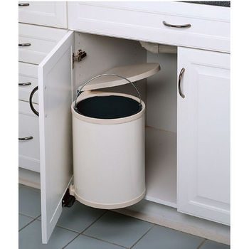 10.6X6.7X11 inches Hanging Cabinet Trash Can for Kitchen—Push-top Trash Can for Modern Kitchen—Portable Kitchen Trashcan for Commercial and Residential Uses—White Color
