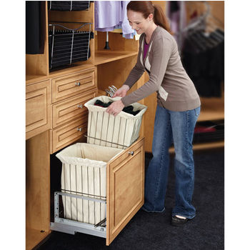 Rev-A-Shelf Double Wire Hamper with Rev-A-Motion