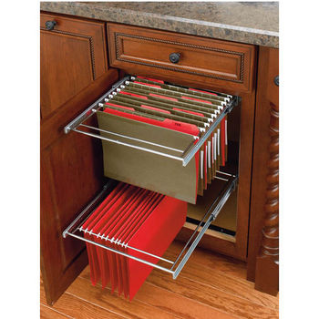 Two Tier Pull Out File Drawer System For Kitchen Or Desk Cabinet