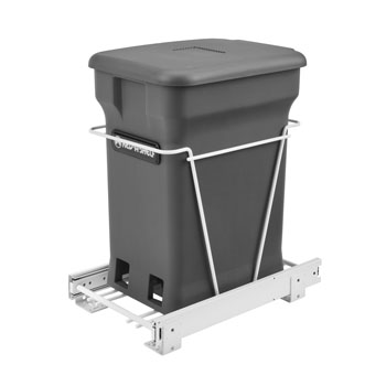 Rev-A-Shelf Single Orion Gray Compo+ Bin Pull-Out with Rear Storage, White Wire Bottom Mount with Ball Bearing Slides
