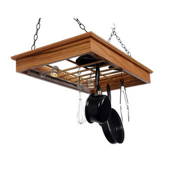 Pot Racks Halogen Lighted Pot N Pan Rack By Sawbuck