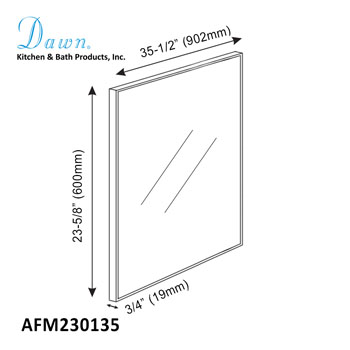 Dawn Sinks Vertical Matte Aluminum Framed Mirror, 23-5/8" W x 3/4" D x 35-1/2" H