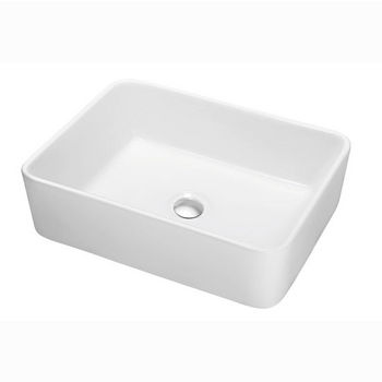 Dawn Sinks® Bathroom Vessel Above Counter Rectangle Ceramic Art Basin in White, 18-7/8" W x 14-5/8" D x 5-1/8" H