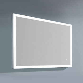 Dawn Sinks Horizontal LED Backlit Wall Mount High Gloss Aluminum Mirror with Illuminated Frame, 31-1/2" W x 1-3/16" D x 23-5/8"H