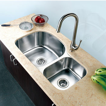 Economy Series 18-Gauge Stainless Steel Double Bowl Undermount Sink Small Bowl on Right