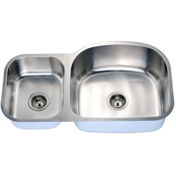 Economy Series 18-Gauge Stainless Steel Double Oval Bowl Undermount Sink Small Bowl on Left