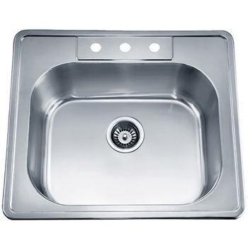 Dawn Sinks Single Drop In Series 25" W Stainless Steel Top Mount Sink, 25" W X 22" D x 8" H