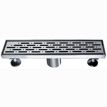 Dawn Sinks® Rio Orinoco River Series Linear Stainless Steel Shower Drain in Polished Satin Finish, 12" W x 3" D x 3-1/8" H
