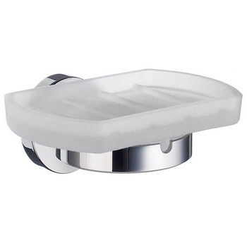 Smedbo Home Line Polished Chrome Holder with Frosted Glass Soap Dish