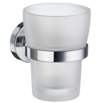 Smedbo Home Line Polished Chrome Holder with Frosted Glass Tumbler