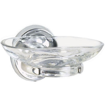 Smedbo Villa Polished Chrome Holder with Clear Glass Soap Dish 4-3/8" Depth