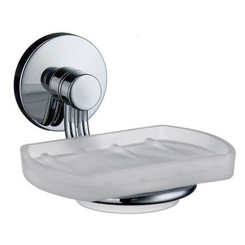 Smedbo Studio Polished Chrome Holder with Frosted Glass Soap Dish 4¾"