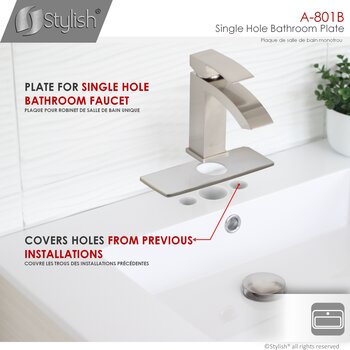 Single Hole Bathroom Faucet Deck Plate in Brushed Nickel, Single Hole Info