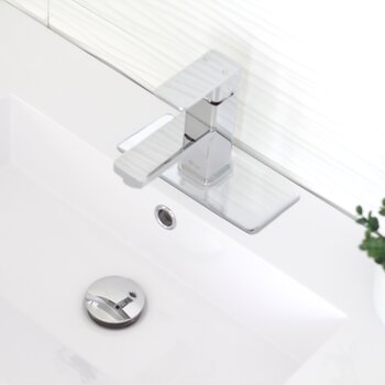 Single Hole Bathroom Faucet Deck Plate in Polished Chrome, Installed View