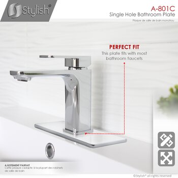 Single Hole Bathroom Faucet Deck Plate in Polished Chrome, Plate info