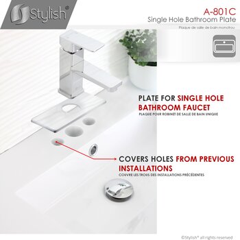 Single Hole Bathroom Faucet Deck Plate in Polished Chrome, Single Hole Info