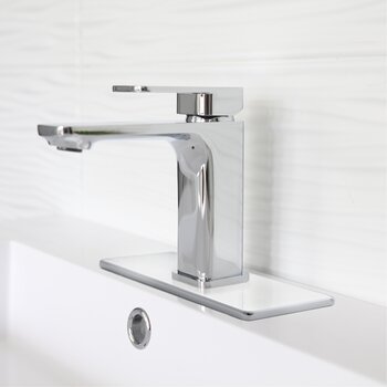 Single Hole Bathroom Faucet Deck Plate in Polished Chrome, Installed View