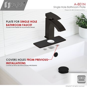 Single Hole Bathroom Faucet Deck Plate in Matte Black, Single Hole Info