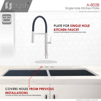 Kitchen Faucet Stainless Steel Deck Plate in Brushed Nickel, Single Hole Info