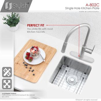Kitchen Faucet Stainless Steel Deck Plate in Polished Chrome, Plate info