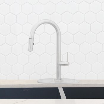 Kitchen Faucet Stainless Steel Deck Plate in Polished Chrome, Installed View