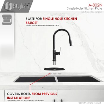 Kitchen Faucet Stainless Steel Deck Plate in Matte Black, Single Hole Info