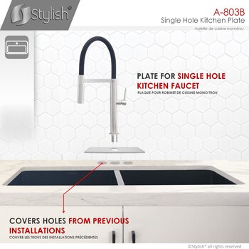 Kitchen Sink Faucet Hole Cover Deck Plate Escutcheon in Brushed Nickel, Single Hole Info