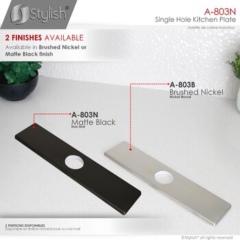 Kitchen Sink Faucet Hole Cover Deck Plate Escutcheon in Matte Black, Available Finishes