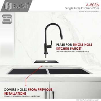 Kitchen Sink Faucet Hole Cover Deck Plate Escutcheon in Matte Black, Single Hole Info