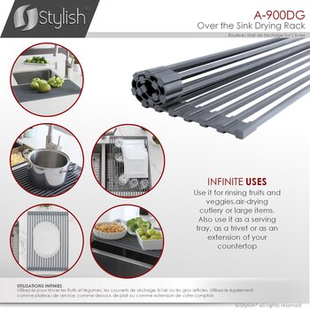 20'' Over The Sink Roll-Up Drying Rack in Dark Gray, Infinite Uses
