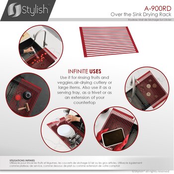 20'' Over The Sink Roll-Up Drying Rack in Red, Infinite Uses