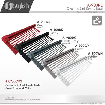 20'' Over The Sink Roll-Up Drying Rack in Red, Available Finishes