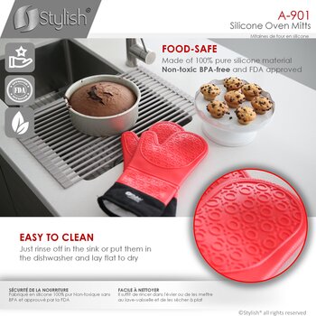 Heat Resistant Silicone Mitts, BPA Free info