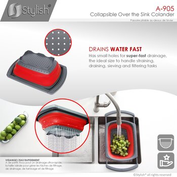 Collapsable Over the Sink Collander, Drains Water Fast